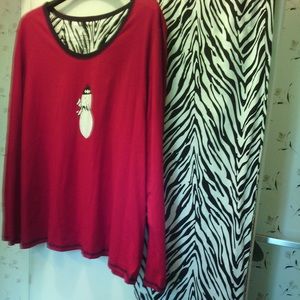 2 Pc Pajama  Snoman Zebra Pants Set